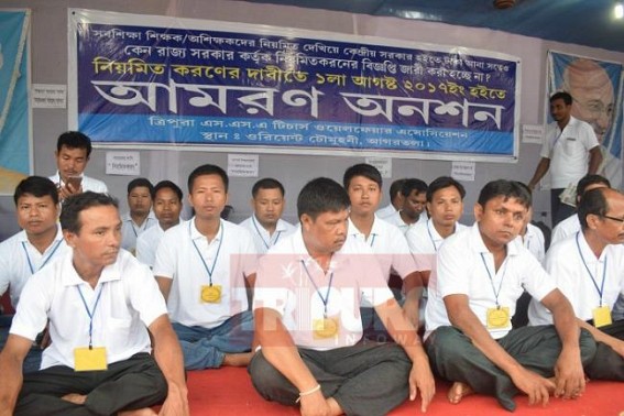 Why No medical aid for Hunger Strikers ?? SSA teachers continue hunger strike amid step-motherly attitude from Tripura Govt : No Govt Official visited yet